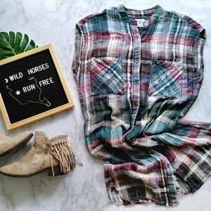 Anthro Holding Horses Mixed Plaid Tunic Dress